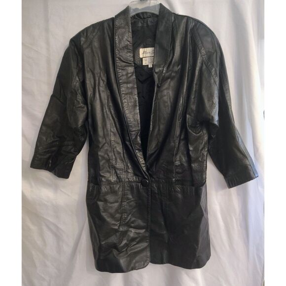 Allison Smith Jackets & Blazers - Vintage Allison Smith Black Leather Jacket Size S 90s Y2K Winter Fall